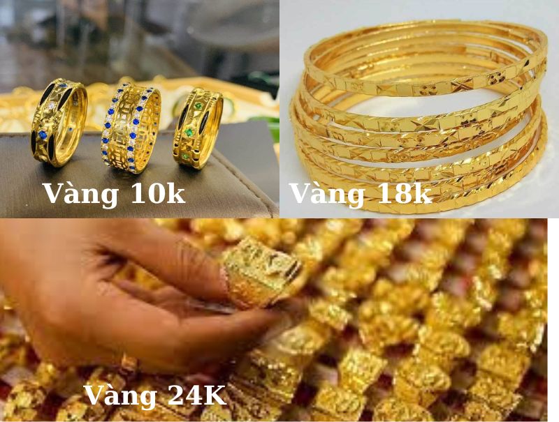 So sánh sự khác nhau giữa vàng 18k với các loại vàng khác